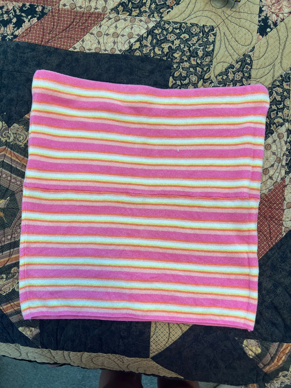 Djerf Avenue Pink Multicolor Stripe Knit Tube Top